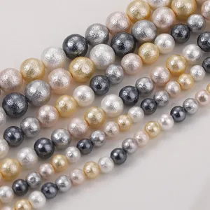 Close-up of mixed baroque textured cotton pearls in various sizes for DIY jewelry