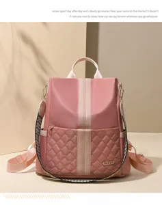 Stylish women's nylon quilted backpack casual rucksack fashionable anti-theft school bag