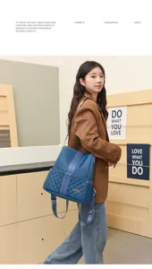 Women Nylon Quilted Convertible Backpack Casual School Bag Fashion Daypack