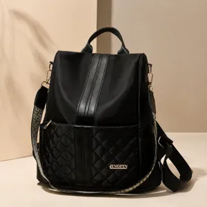 Women Fashion Oxford Cloth Backpack Quilted Stitching Casual Daypack Waterproof Travel School Book Bag For Daily Use
