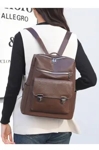 Retro Damen Rucksack Vintage PU Leder Freizeit Pendeln Grosse Kapazitaet Tasche Alltag