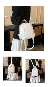 Sac à dos blanc élégant pour femme en cuir souple décontracté voyage quotidien sac d'école