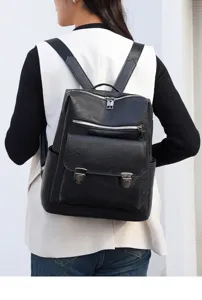 Vintage Damen PU Leder Rucksack, stilvoll lässig große Kapazität Alltag Reise Tasche.