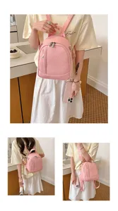 Sac à dos en cuir rose pour femme, sac de voyage souple et décontracté très pratique.