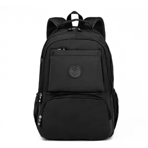 Zaino nero in nylon grande capacità borsa da scuola viaggio casual per studenti