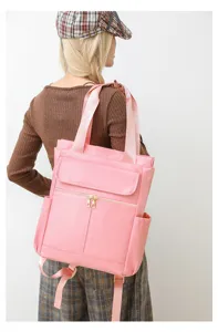 Sac à dos femme rose en tissu oxford sac cabas convertible voyage loisir mode printemps