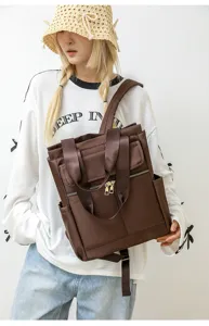 Femme marron tissu oxford sac à dos loisir voyage sac de jour multi-poche mode sac