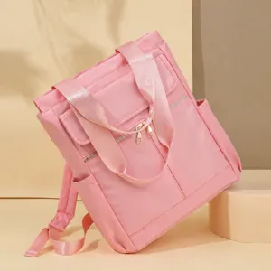 Sac à dos pour femme en tissu oxford rose sac de voyage loisir cartable design élégant