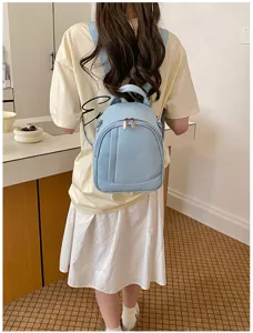 Sac a dos femme en cuir souple bleu clair decontracte minimaliste voyage sac tendance mode