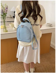 Sac a dos elegant pour femme en cuir souple bleu clair pour voyage et quotidien