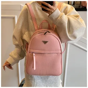Women PU leather casual backpack stylish lightweight school travel daypack daily use