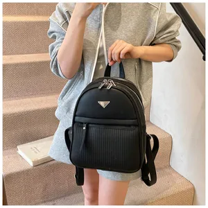Black PU leather women fashion mini backpack daily casual travel commuter school book bag
