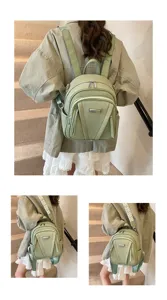 Koreanischer minimalistischer Pendler Rucksack schick Morandi grün schicke Umhängetasche