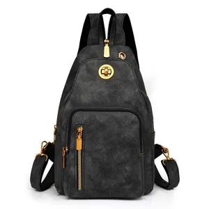 Bolso de Pecho Multifuncional para Mujer Mochila Casual de Moda Cuero PU Impermeable Resistente al Desgaste Bolso de Hombro Combinación Diaria