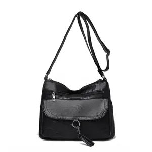 Womens Soft PU Leather Crossbody Bag MultiPocket Shoulder Bag Casual Waterproof Daily Handbag For Mothers