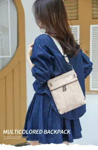 Fashionable multi-color single-shoulder bag, retro multi-pocket design for daily casual wear.