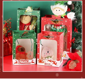 Set di sacchetti regalo di Natale con simpatici peluche, confezione festiva ideale.
