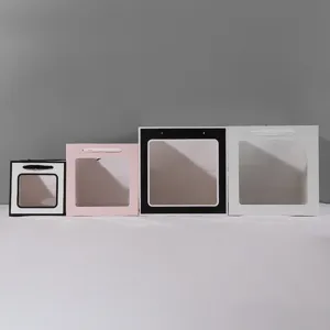 Vierkante Transparante Venster Papier Geschenkzak Bloem Pop Potplant Taart Verpakking Draagtas Feest Bruiloft Geschenkzak