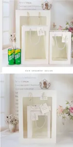 White window gift paper bags with handle packaging for flower boutique party supplies