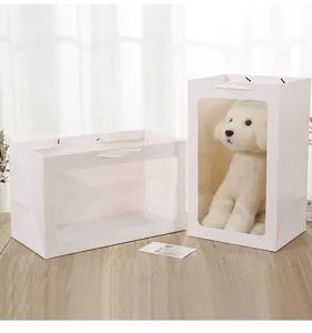 Grandi borse regalo di carta bianca con finestra trasparente, eleganti sacchetti shopping.