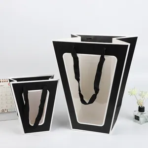 T-vormige bloemen verpakking cadeau tas trapezium doorichtig venster rozen tas