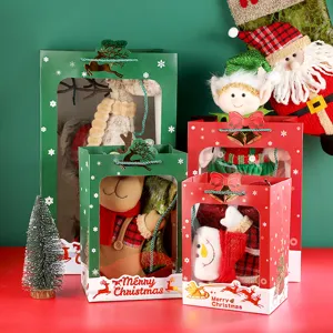 Borsa Regalo di Natale Borsa di Carta Goffrata a Caldo con Finestra Trasparente Confezione Regalo per Festa Festiva Borsa