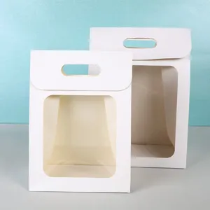 White paper gift bag with clear window, perfect for dolls, flowers, and party favors.