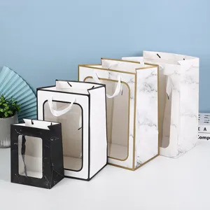 Transparant Venster Papier Cadeautas voor Bloem Verpakking en Cadeau Feest Tasje