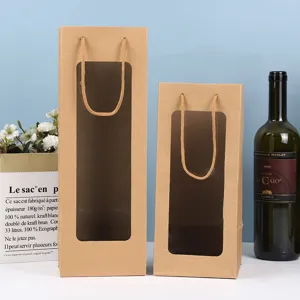 Sacchetti regalo in carta kraft con finestra trasparente per vino fiori imballaggio.