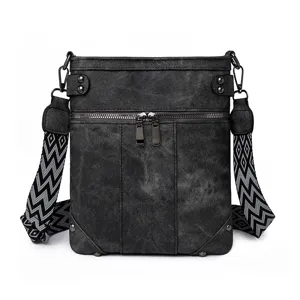 Women Fashion Shoulder Bag PU Leather Retro Casual Crossbody Bag Multi-Pocket Large Capacity Vintage Handbag
