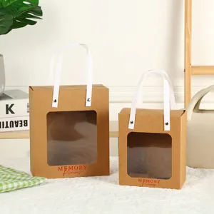 Kraft Paper Gift Bags with Clear Window and Handles for Party Favors and Weddings