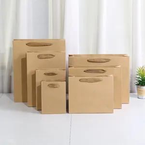 Kraft paper gift bags set assorted sizes brown shopping paper bags with handles for retail