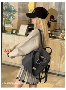Stylish oxford cloth backpack for women, casual daily travel daypack with secure zip pockets.