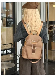 Oxford cloth casual women backpack outdoor travel street style daily commute back view