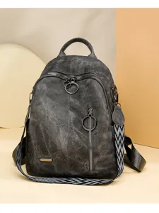 Vintage soft leather women backpack large capacity multi-purpose travel school bag stylish