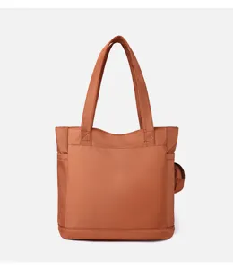 Casual nylon tote bag for women, large capacity shoulder handbag with multiple pockets.