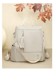 Chic donne casual anti-furto PU pelle zaino elegante commuter spalla borsa scuola
