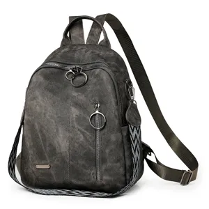Women Vintage PU Leather Backpack Large Capacity Multi-Purpose Travel School Bag Casual Fashion Everyday Daypack