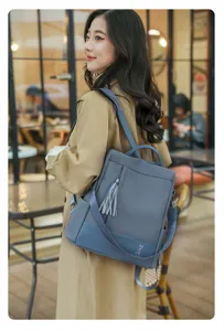Stiloso zaino da donna casual in pelle PU borsa da scuola da viaggio con bella nappa.