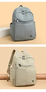 Stylish casual nylon backpack large capacity multi pocket travel daypack for women students