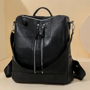 Sac à Dos Imperméable en Cuir PU Décontracté pour Femme Vintage Motif Pierre Voyage École Cartable Mode