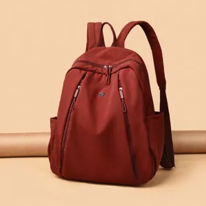 Women nylon backpack casual lightweight travel daypack stylish school bookbag burgundy