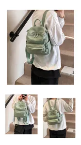 Women mint green leather backpack casual lightweight travel daypack stylish fashion bag