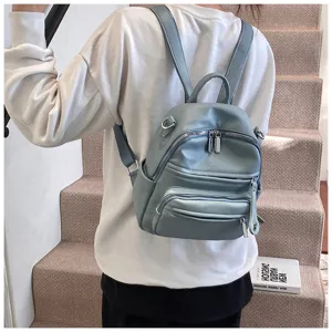 Stylish women mini backpack casual PU leather lightweight daily travel daypack fashion bag.