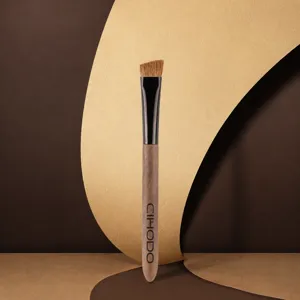 Professioneller abgewinkelter Augenbrauenpinsel Holzgriff Tierhaar Wild Augenbrauenpinsel Präzision Eyeliner Make-up Werkzeug