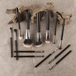 Set Profesional de 13 Brochas de Maquillaje Brochas Suaves de Fibra Sintética Base Sombra de Ojos Kit de Cosméticos Faciales