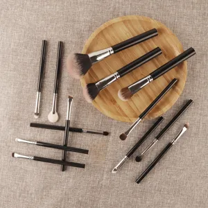 13 piezas juego de brochas de maquillaje profesionales con bandeja de madera cerdas suaves