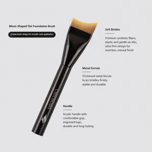Mondförmiger Foundation-Pinsel, flacher Make-up-Pinsel mit weichem Haar für perfektes Verblenden.