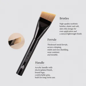 Angled Foundation Brush Set Flat Soft Synthetic Fiber Makeup Brush With Sponge And Palette Cosmetic Tool