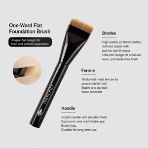 Professionele platte foundationkwast met zachte synthetische vezels voor een vlekkeloze make-up.